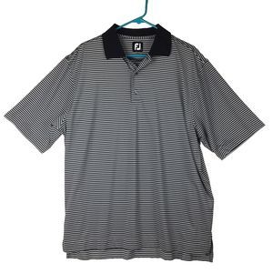 Footjoy Polo Men Polyester Spandex Short Sleeve Shirt Gray White Size M Medium